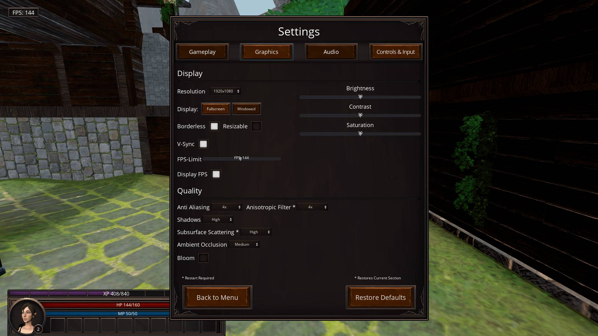 Ingame Graphics Settings View