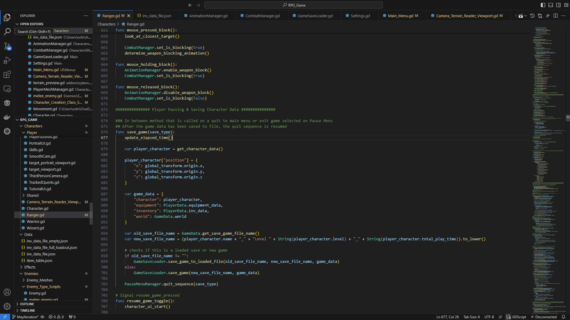 Save game logic on the ranger script